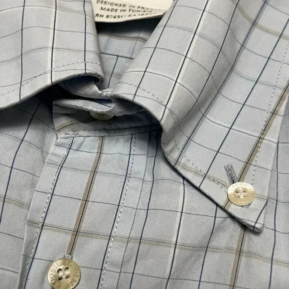 Lacoste Mens Long Sleeve Cotton Button Down Check Shirt 40 - Light Blue - Picture 5 of 5
